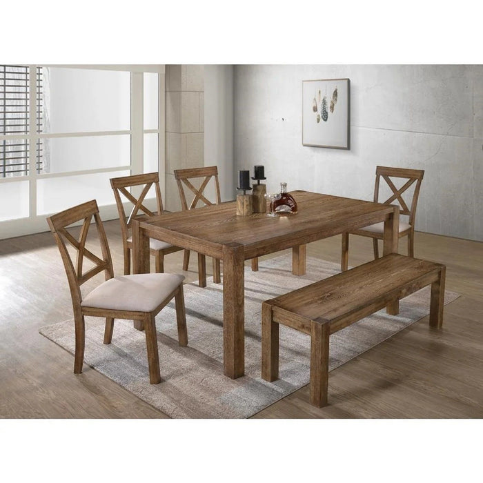 Dining Chair With Open X Back (Set of 2) - Brown / Beige