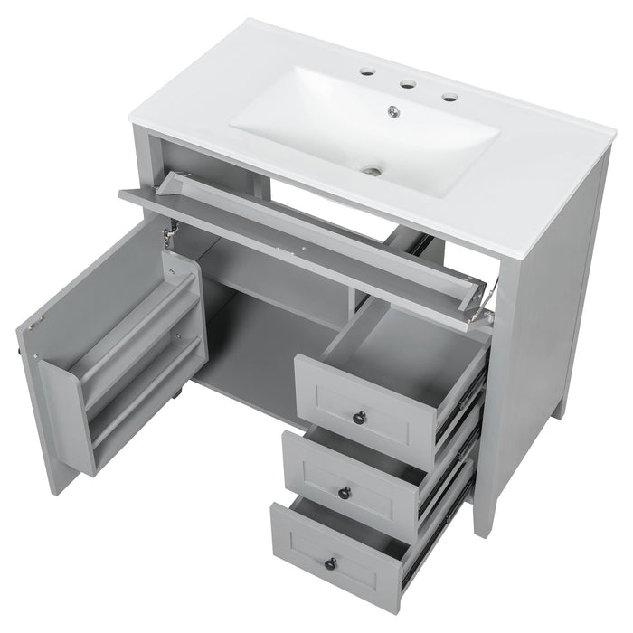 Bathroom Vanity With Sink, Cabinet With 3 Drawers And Adjustable Shelf