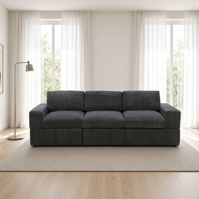 Oversized Modular Sectional Sofa 3 Piece Set For Living Room - Dark Gray