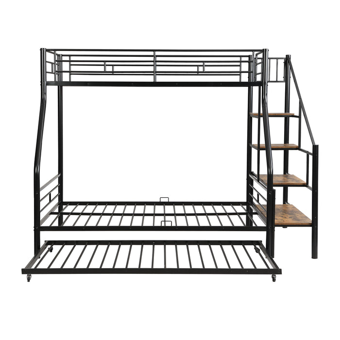 Metal Bunk Bed With Trundle And Storage Staircase