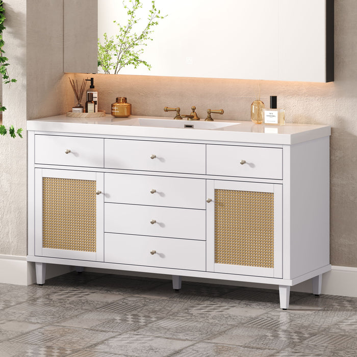 Bathroom Vanity With Sink, 5 Legs, Soft Close Drawers