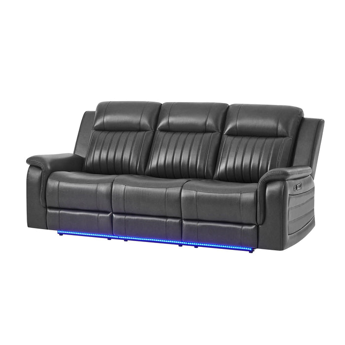 Ian - Power Reclining Sofa With LED & Global Surround System - Charcoal