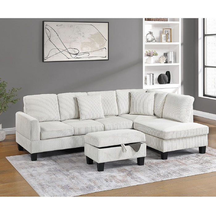 Sectional Sofa With Storage Ottoman And Pillows