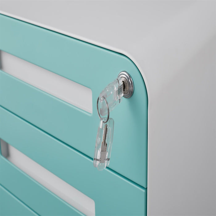 3 Drawer Mobile File Cabinet Under Desk Office, Simple Style Versatile Storage Cabinet For Legal / Letter / A4 Files, 5 Wheel Design Anti-Tilting Cold Rolled Steel Waterproof Moisture-Proof