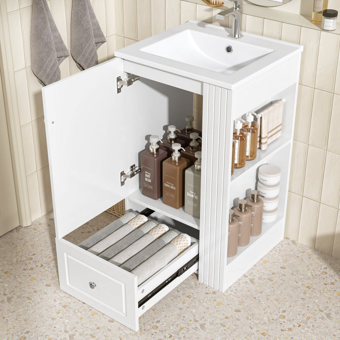 Modern Freestanding Bathroom Vanity With Sink, Soft-Close Drawer, Towel Bar