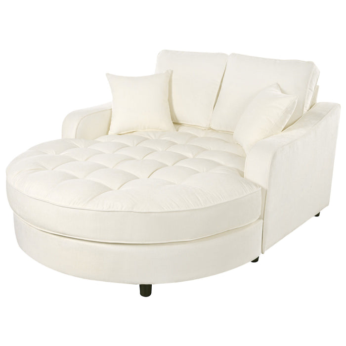 Modern Chaise Lounge Upholstered Sofa Couch With Tufted Seat And Detachable Pillows For Living Room