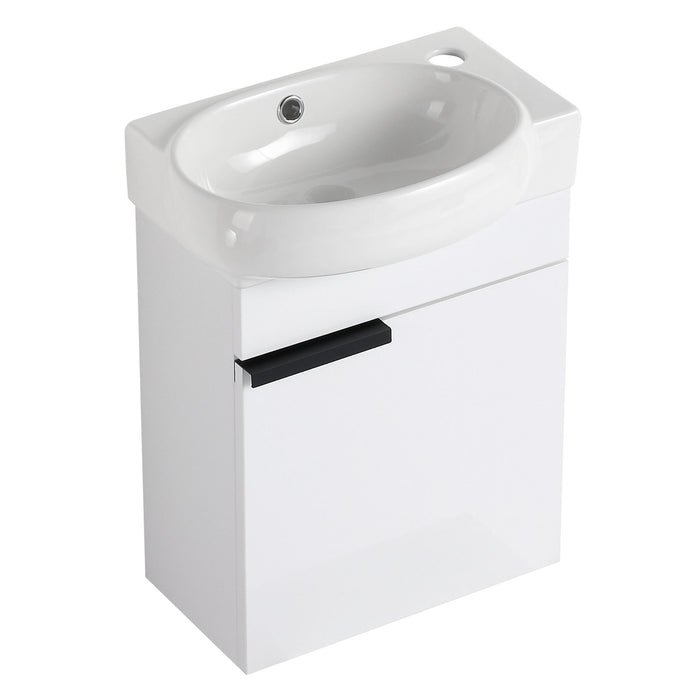 Soft Close Doors Bathroom Vanity With Sink, Compact Wall Mounted Design Basin
