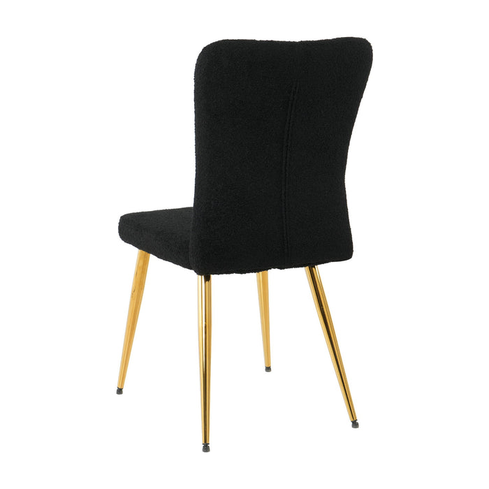 Modern Teddy Wool Dining Chair With Plated Metal Legs Upholstered Fabric Side Chair (Set of 4) - Black
