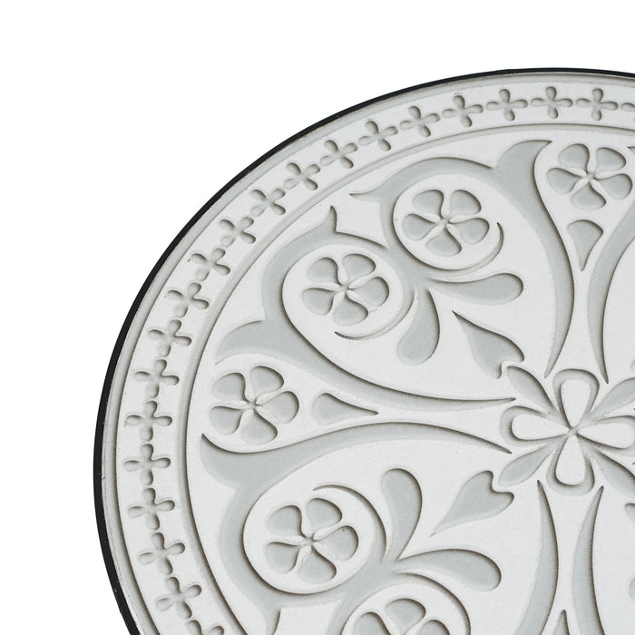 Outdoor Round Side Table With Mosaic Style Top And Curved Iron Legs