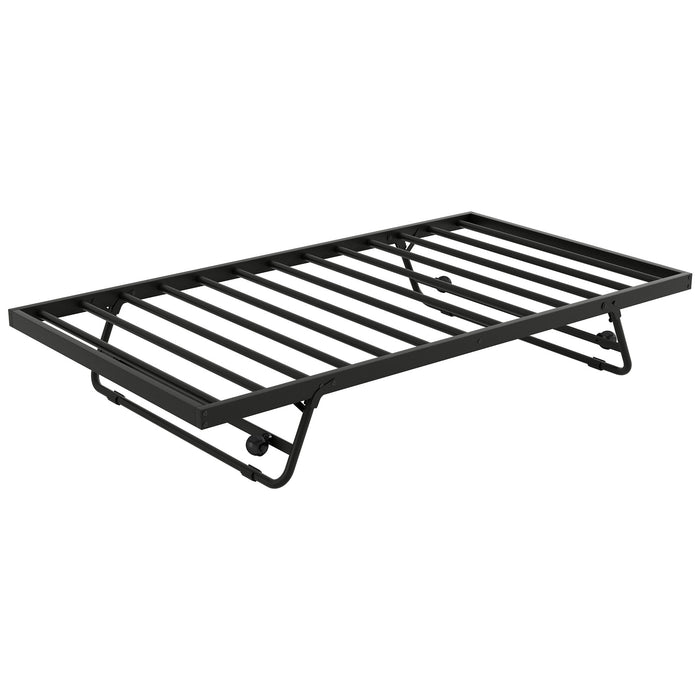 Industrial Metal Daybed With Adjustable Pop Up Trundle And LED Strip
