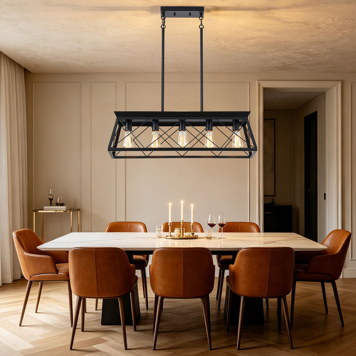 Chandelier Pendant Light For Dining Room Kitchen, 5 Light Fixture With Adjustable Height