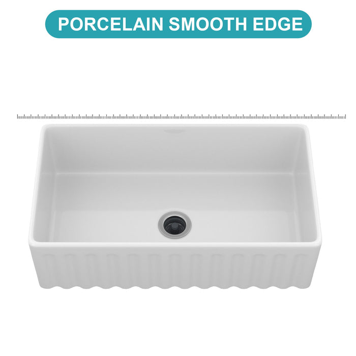 Sink - Apron-Front Reversible Single Bowl Kitchen Sink With Smooth And Ribbed Finishes - White