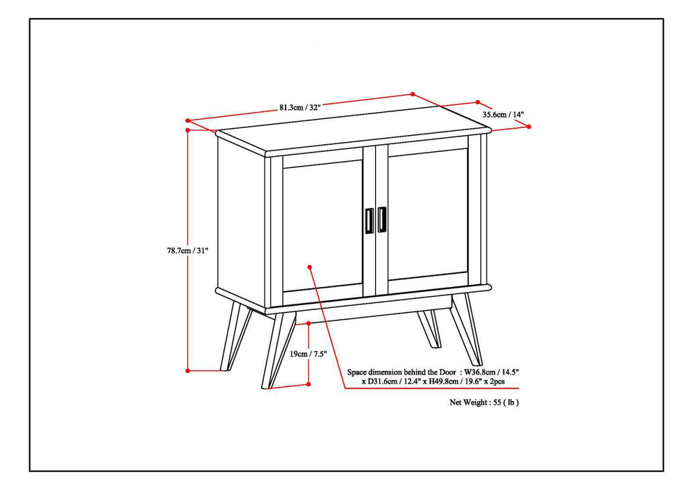 Draper - Low Storage Cabinet - Medium Auburn Brown
