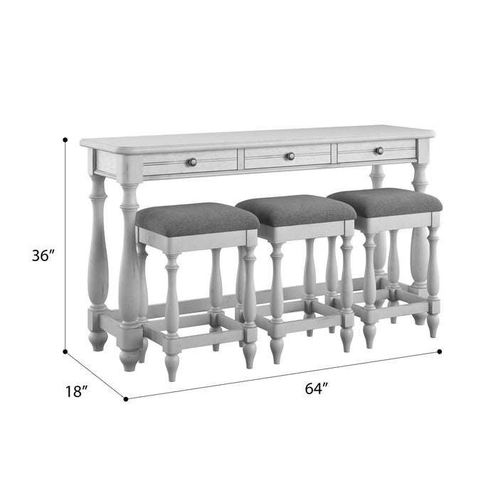 New Haven - Sofa Table With Three Stools - Oyster Shell
