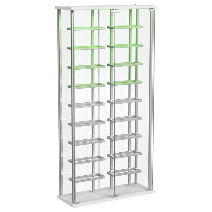 Wine Storage LED Curio Cabinet - Chrome