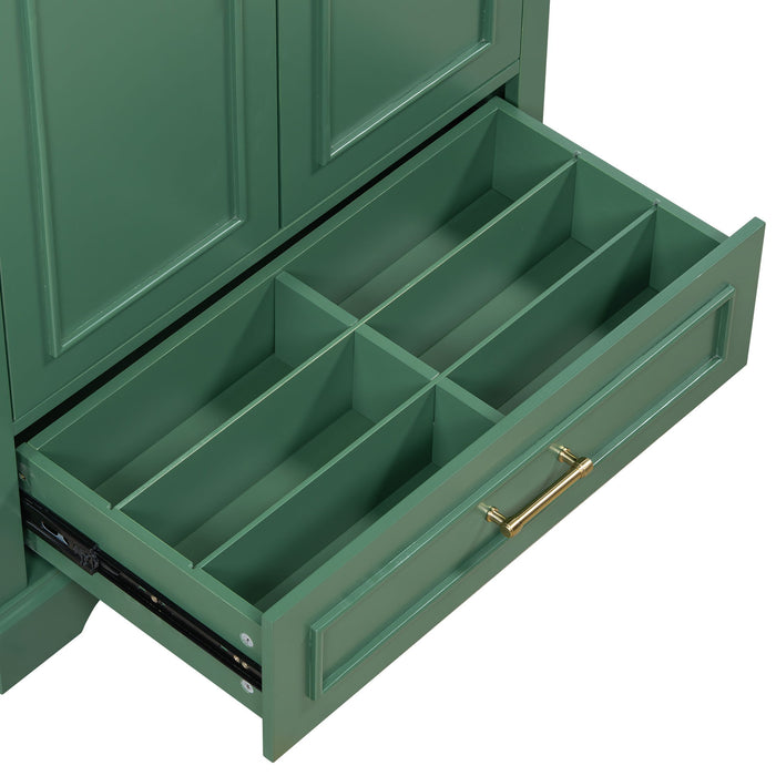 Bathroom Vanity With Sink, 1 Divided Drawer And 2 Soft Close Doors With Double Shelf