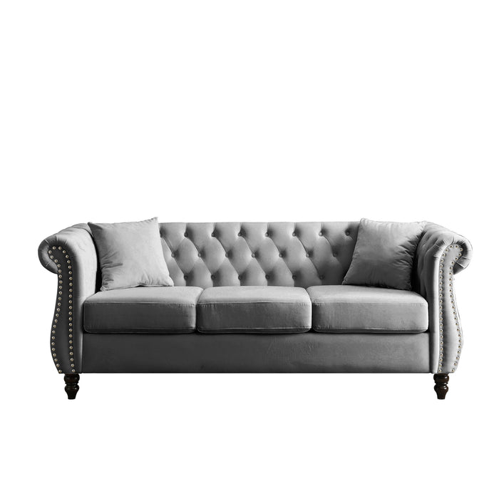 Chesterfield Sofa With Rolled Arms And Nailhead Trim