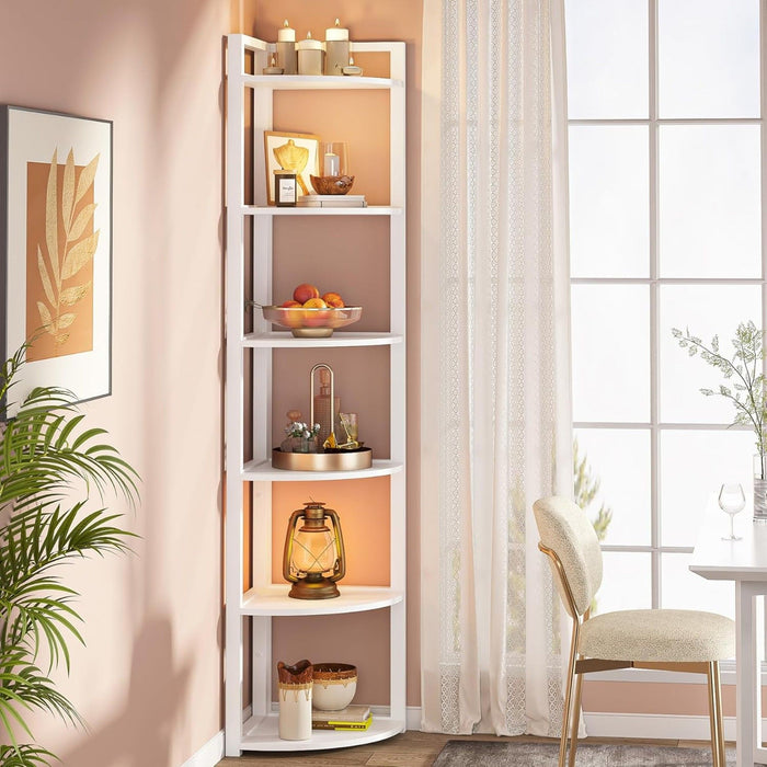 Tall 6 Tier Corner Bookshelf For Living Room