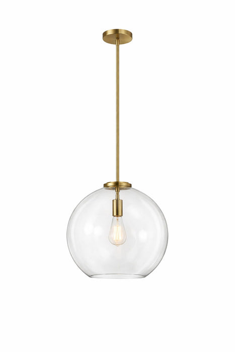 Gleam - Single Light Pendant Lamp With Clear Globe Satin - Antique Brass / Clear / Gold