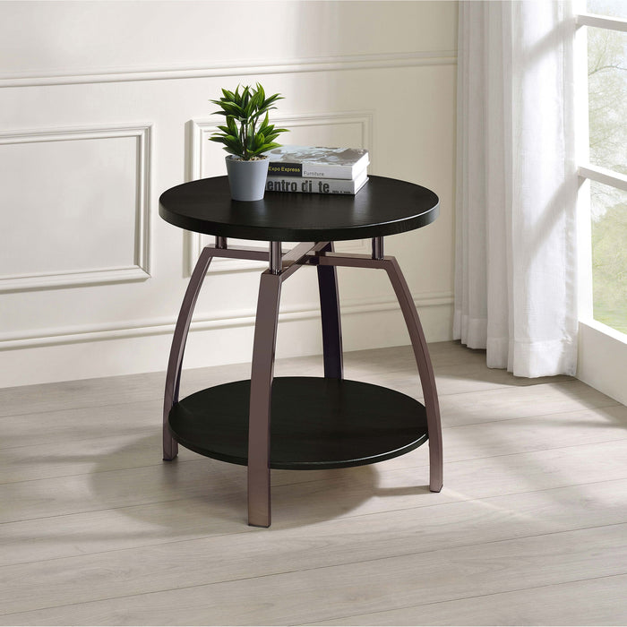 End Table With Center Shelf - Dark Gray