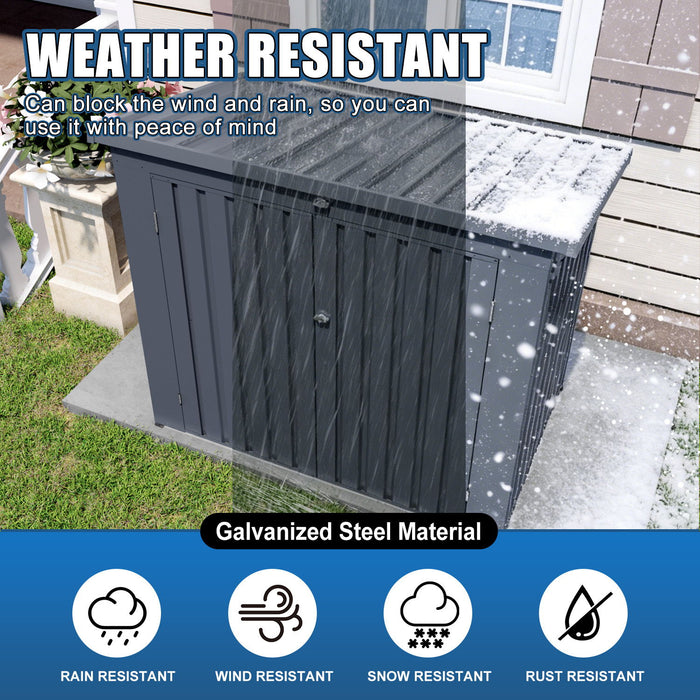 Outdoor Trash Can Storage Shed For 2 Bins Garbage - Gray