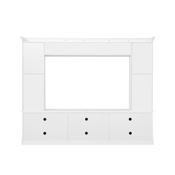 TV Stand With Bookcase, Storage Cabinet With 3 Adjustable Shelves, Living Room Entertainment Center - White