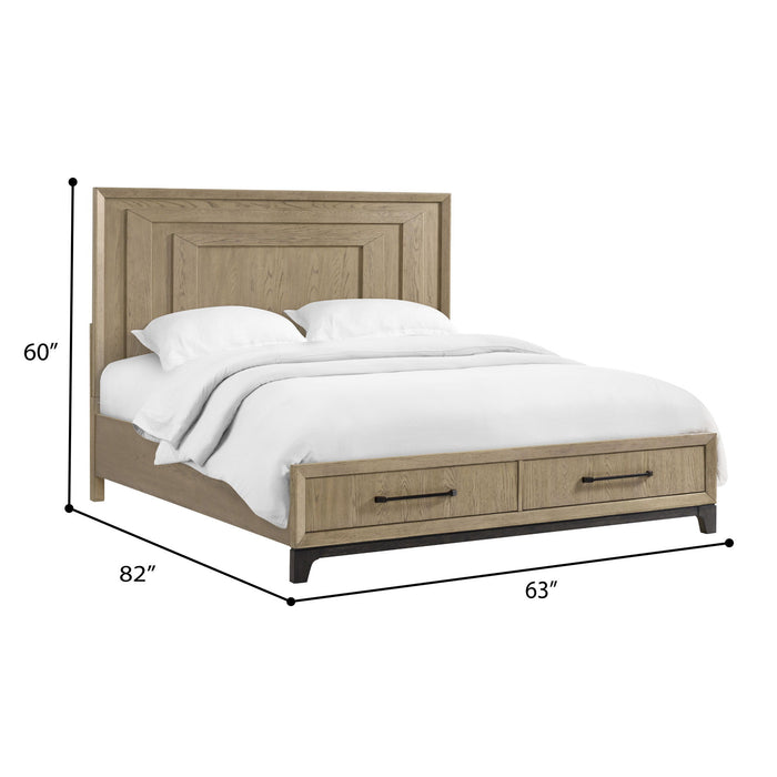 Sutton Place - Queen Storage Bed With Two-Tone Finish, 2 Cedar-Lined Storage Drawers, And Oak Veneers Over Solid Hardwood - Caramel And Cocoa