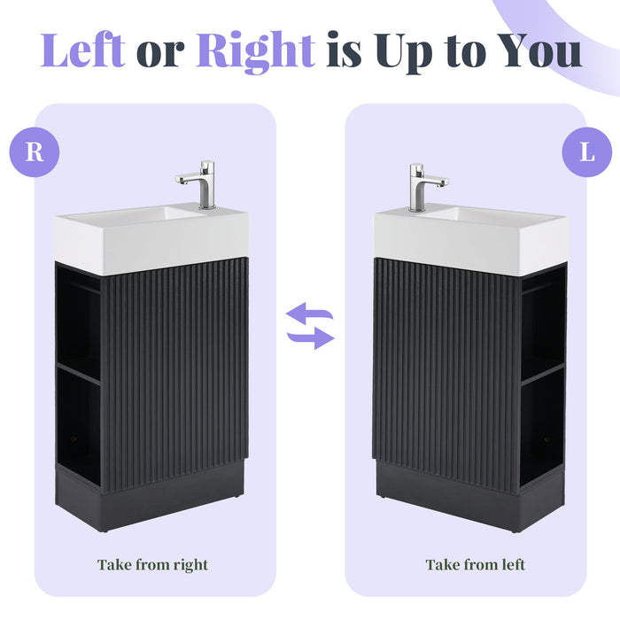 Modern Bathroom Vanity With Sink And 2 Tier Shelf