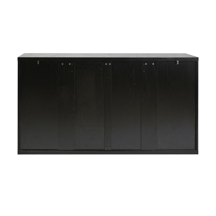 Fluted Console Table With 3 Drawers, Long Sofa Table Behind Couch For Living Room - Black