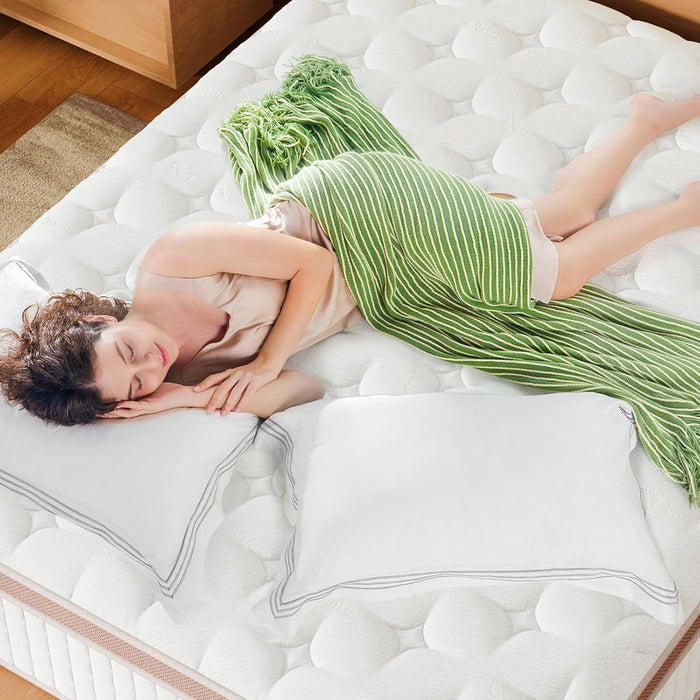 12" Firm Hybrid Mattress, Gel Memory Foam & Pocket Springs, Pressure Relief, Motion Isolation, Ergonomic Bed - White - King