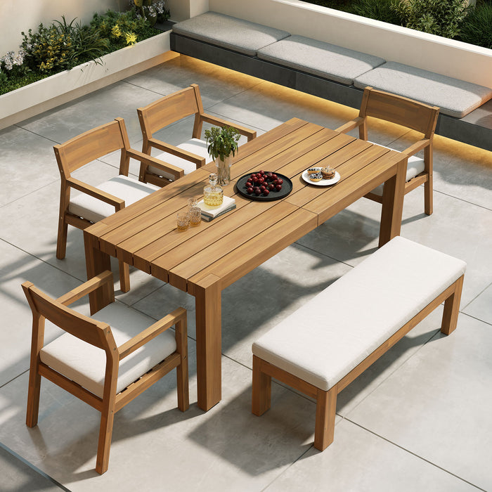 Outdoor Dining Set Rectangular Table With Umbrella Hole