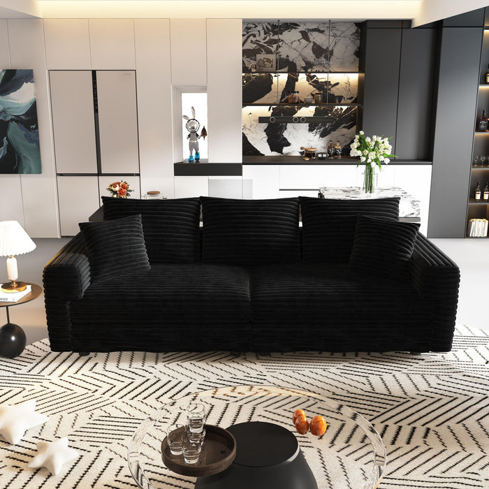 Convertible Deep Seat Sofa With Soft Pillows And Ottomans