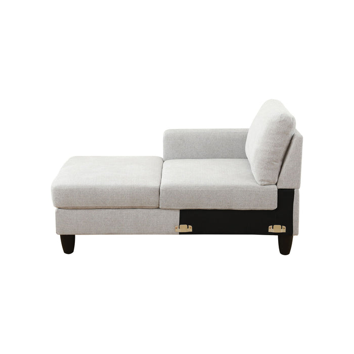 2 Piece L - Shaped Left Chaise Sectional Sofa With Ottoman, Living Room Furniture - White / Gray