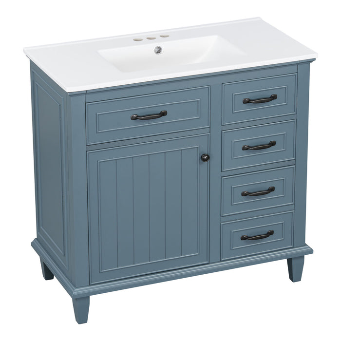 Modern Bathroom Vanity With Sink Top, Flip Drawers, Adjustable Shelf