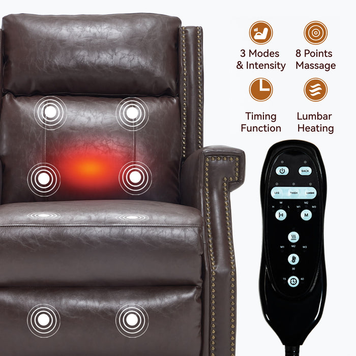 Manual Recliner Chair With Heavy Duty Motion Mechanism, 8 Vibrating Nodes And 3 Massage Modes For Living Room