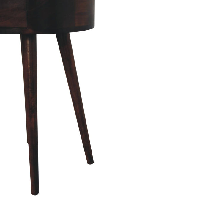 Circular Shaped Bedside Table - Walnut