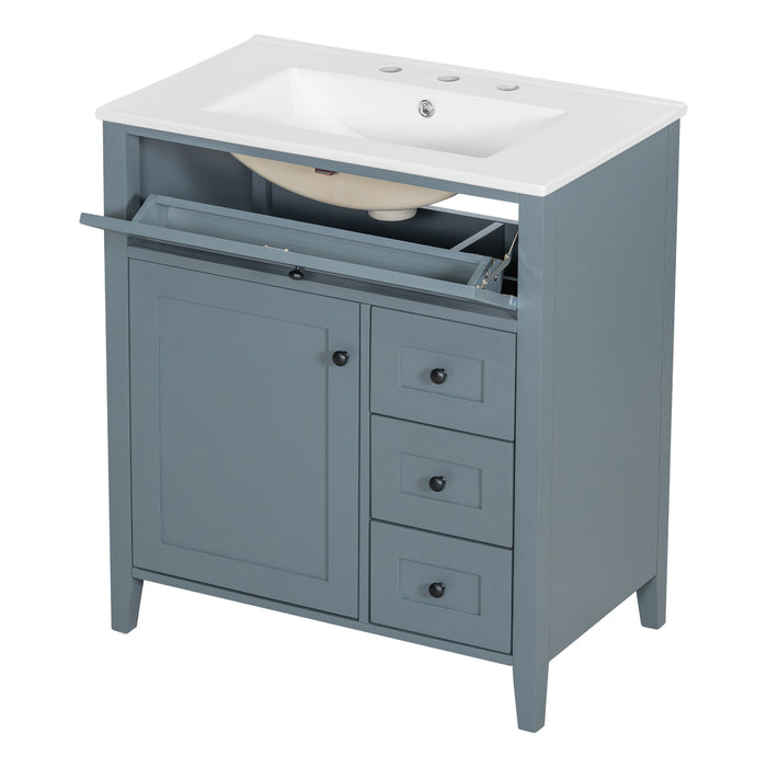 Bathroom Vanity With Sink, 3 Drawers And Adjustable Shelf