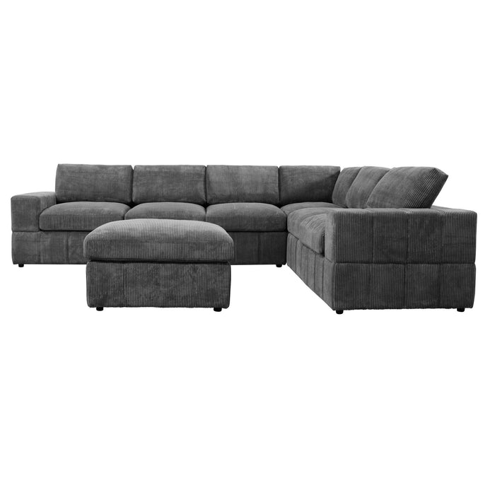 Oversized Modular Sectional Sofa, 7 Piece Reversible With Ottoman - Dark Gray