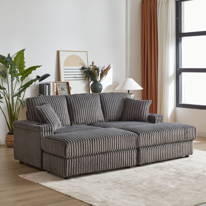 3 Seater Sofa With 2 Ottomans For Living Room