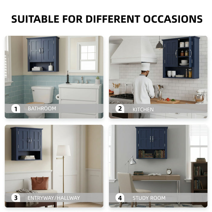 Multi Functional Wall Mounted Cabinet With Adjustable Shelves For Bathroom