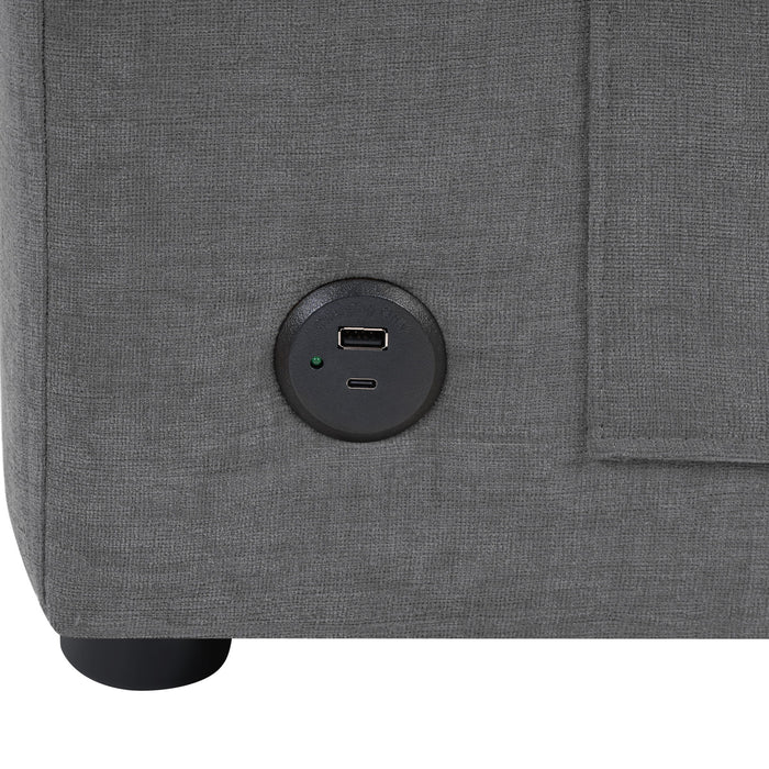 Modern L-Shaped Sectional Sofa With Curved Chaise, USB Ports, And Side Storage Pockets