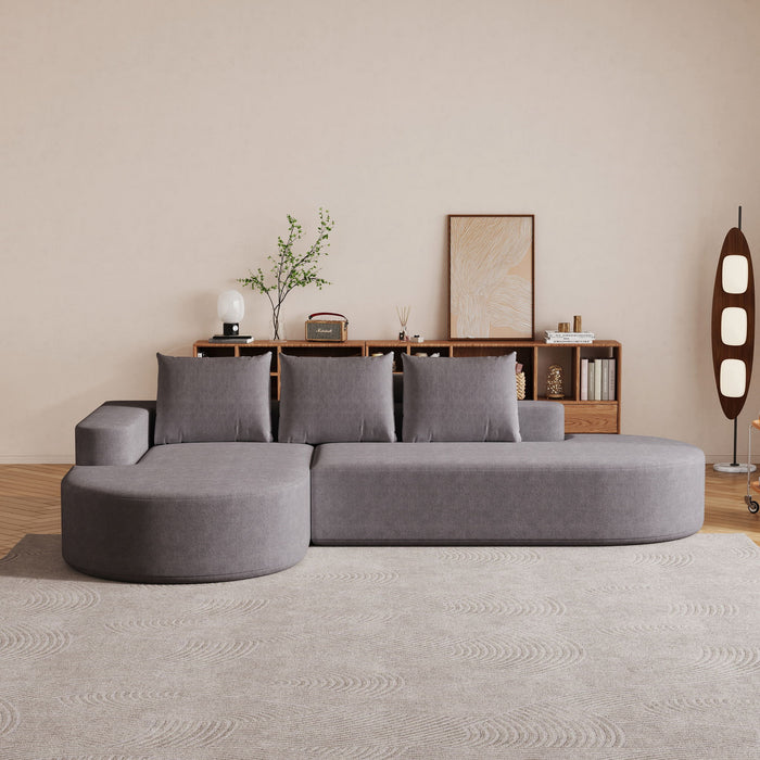 Modern Curved Sofa, L-Shaped Modular Sectional Set With 3 Pillows