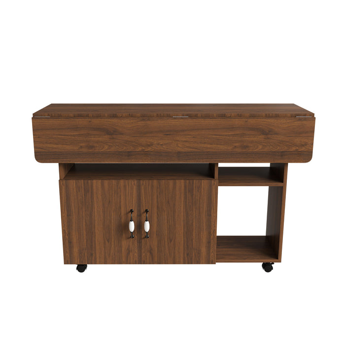 Multi Functional Folding Table With Storage Shelves And Wheels
