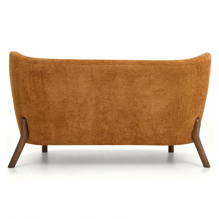 Chair Laid Back Loveseats, Curved Backrest With No Armrests - Caramel