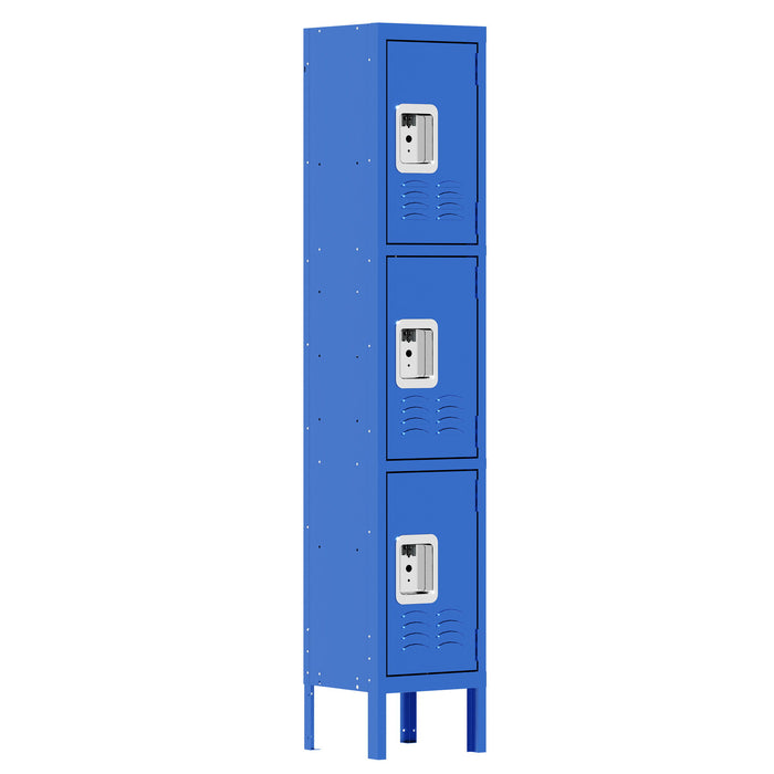Lockers For Employees With 3 Door Storage Locker Durable For Gym, School, Office - Blue