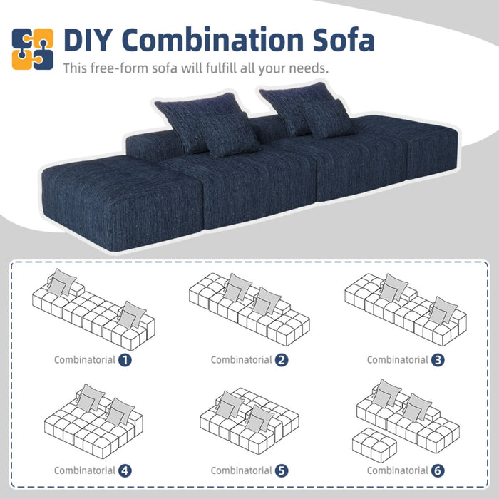 Modern Oversized Diy Combination Modular Sectional Sofa & Pillows