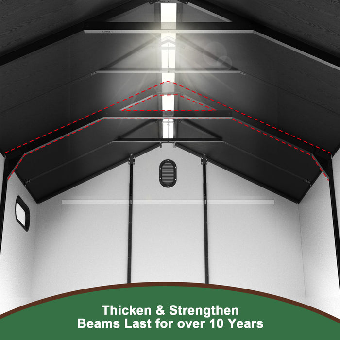 8 Ft. W X 12 Ft. D Plastic Storage Shed With Floor - Black / Gray