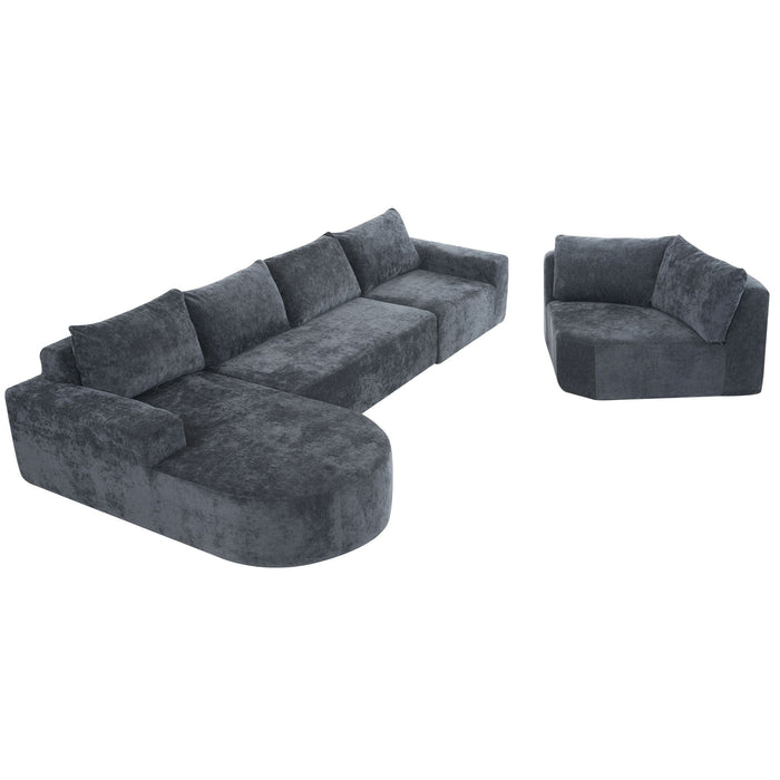 Modular Cloud Sectional Sofa Set, U-Shaped Upholstered Couch With Deep Seat