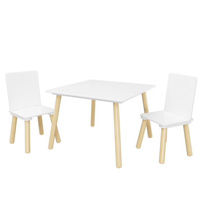 Kids Table And 2 Chairs Set, 3 Piece Toddler Activity Play - White