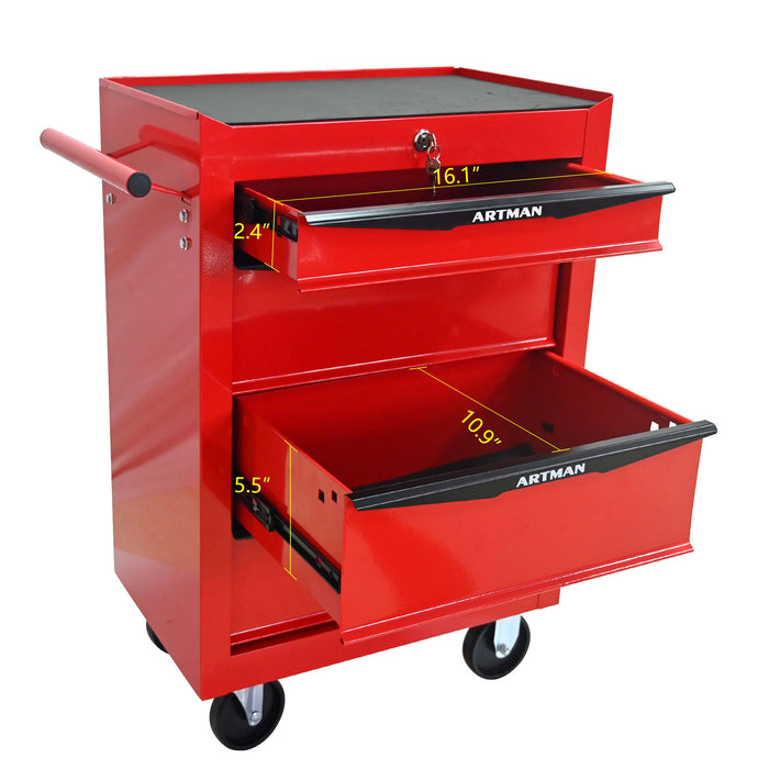 Rolling Metal Tool Chest With Drawers, Steel Storage Cabinet With Ball Bearing Slides